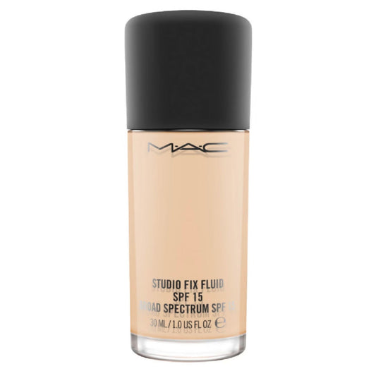 MAC Studio Fix Fluid SPF 15 foundation bottle on a white background