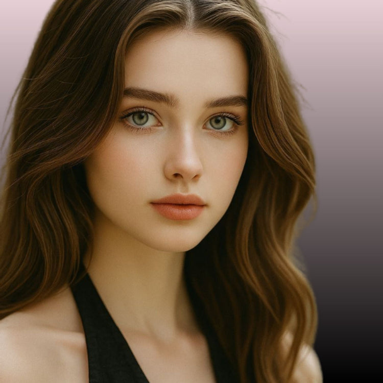 Close-up of a girl wearing premium coloured contact lenses, showing natural eye colour enhancement and soft glam makeup look