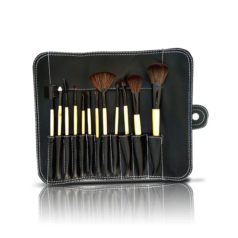 Set of makeup brushes in a black holder on a white background at best price online sale in Pakistan