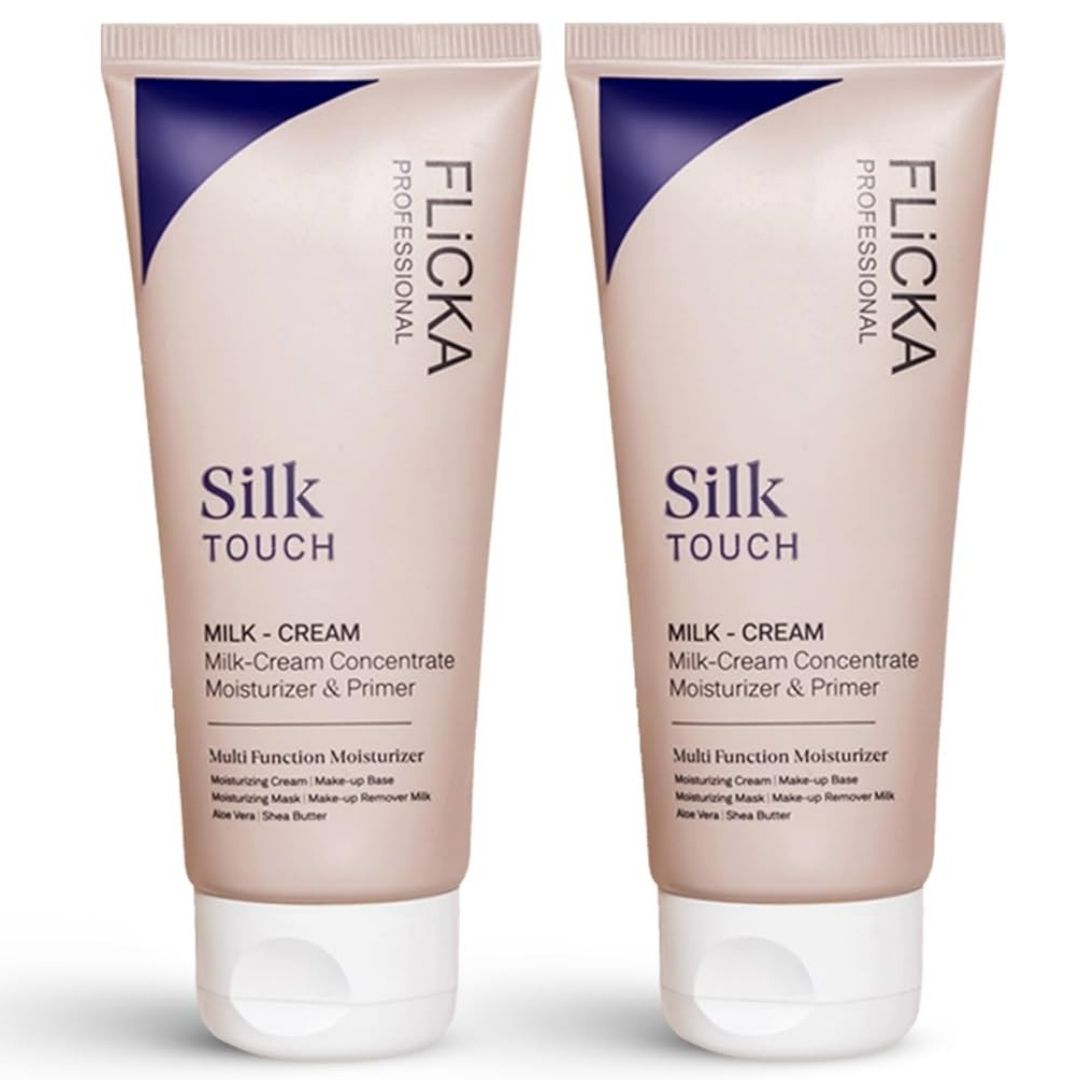 Two tubes of Flicka Silk Touch Milk Cream on a white background