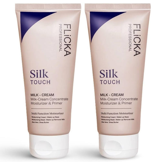 Two tubes of Flicka Silk Touch Milk Cream on a white background
