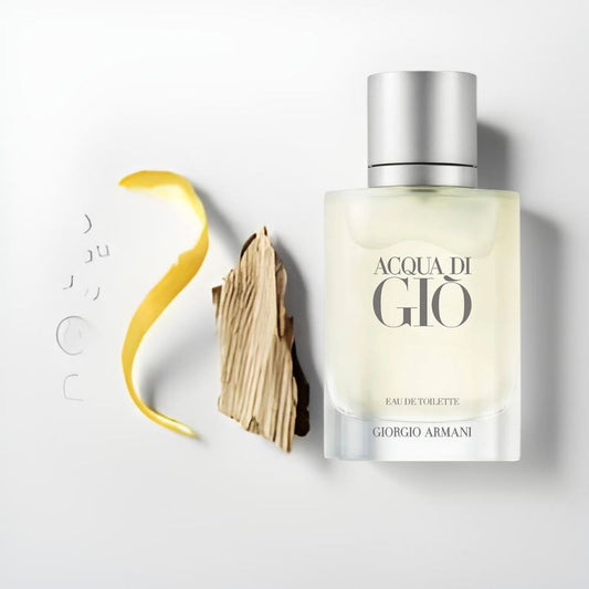 Giorgio Armani Acqua di Gio perfume bottle on a light gray background