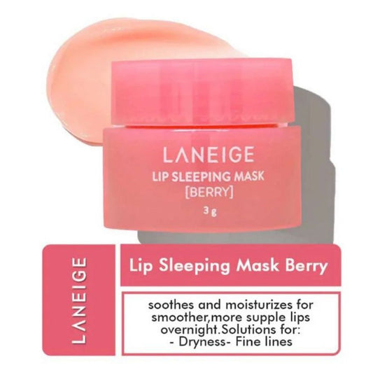 Laneige Lip Sleeping Mask Berry with packaging and product on a white background
