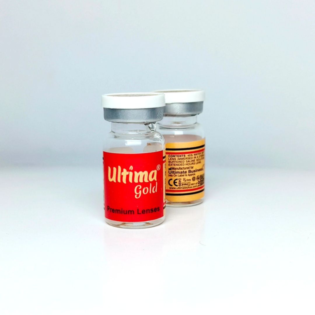 Two vials labeled 'Ultima Gold' on a white background