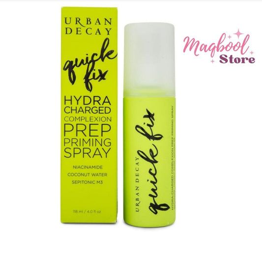 Urban Decay Quick Fix Hydra Charged Complexion Prep Priming Spray with packaging on a white background at best price online sale in Pakistan