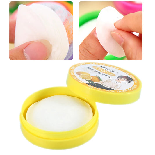 White soap bar in a yellow container with packaging showing a person and lemon illustration at best price online sale in Pakistan